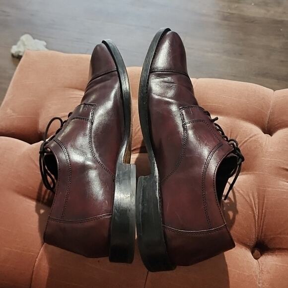 JOHNSTON & MURPHY MENS LEATHER BURGUNDY OXFORDS SIZE 11 MADE IN INDIA - Picture 7 of 15